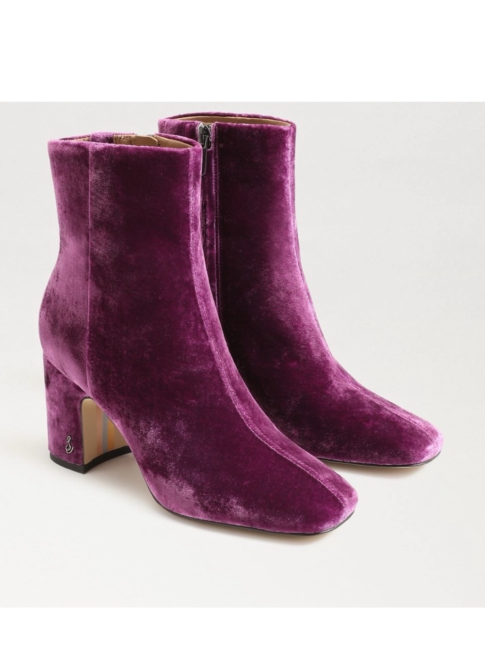 Sam Edelman Fawn Ankle Bootie Deep Orchid Purple Velvet Heeled Boots NWT